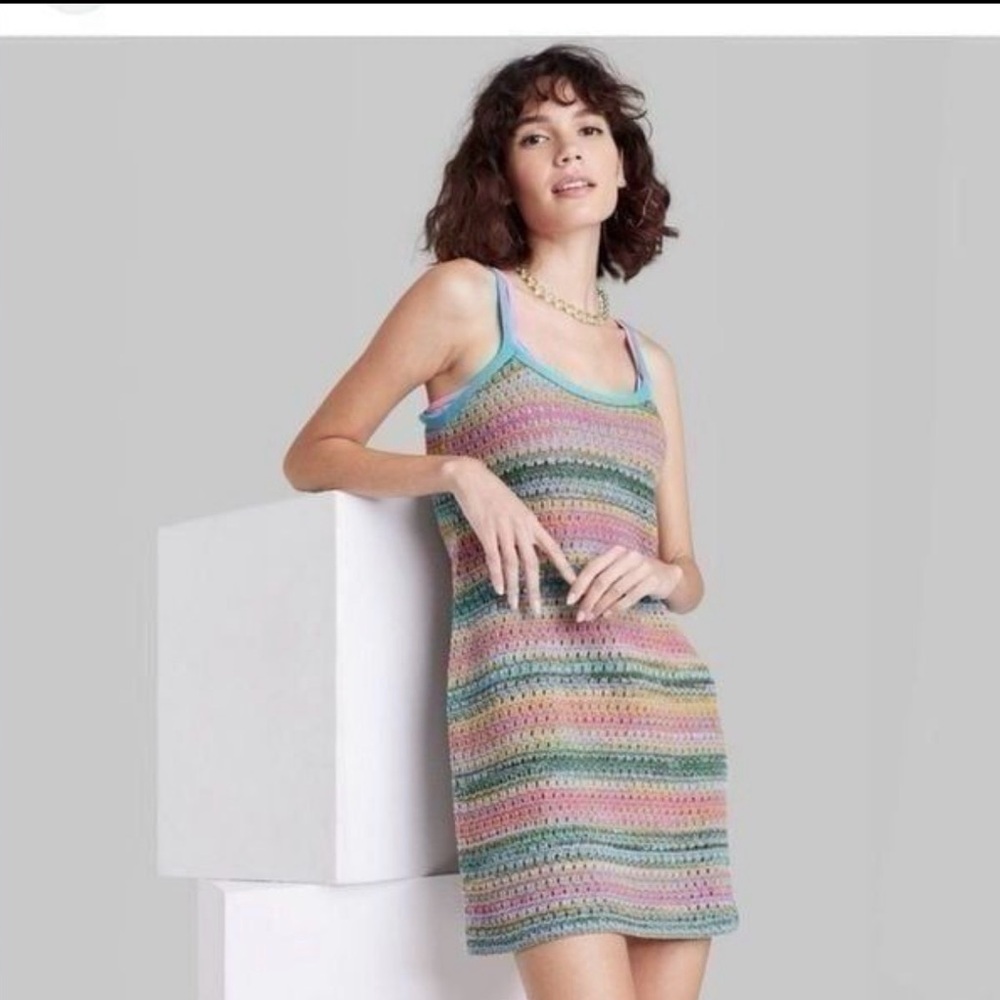 Wild Fable Women's Multicolor Crochet Slip Dress
